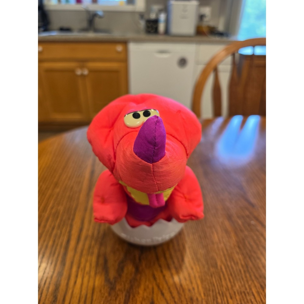 1992 Fisher Price Puffalump Dino Roar Orange Triceratops Dinosaur Plush